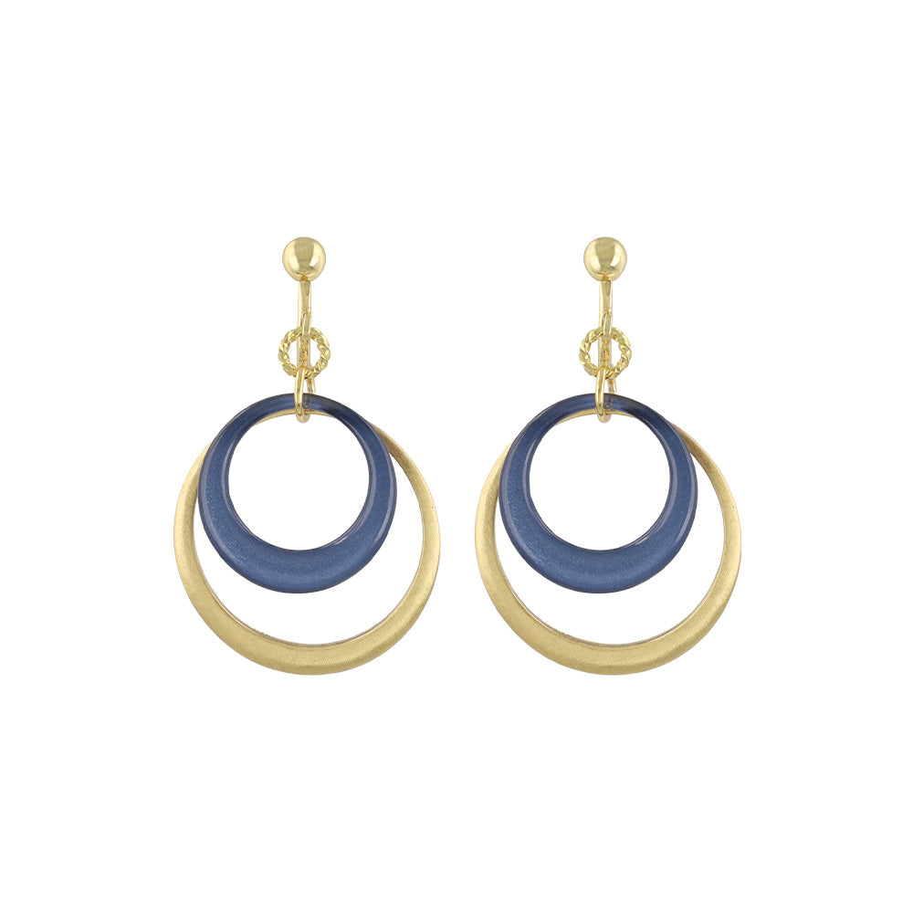 イヤリング ニッケルフリー メタル 2連 カラー サークル ネジバネ式イヤリング