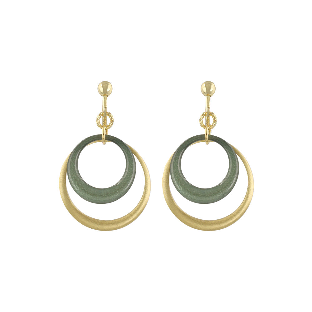 イヤリング ニッケルフリー メタル 2連 カラー サークル ネジバネ式イヤリング