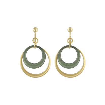 イヤリング ニッケルフリー メタル 2連 カラー サークル ネジバネ式イヤリング