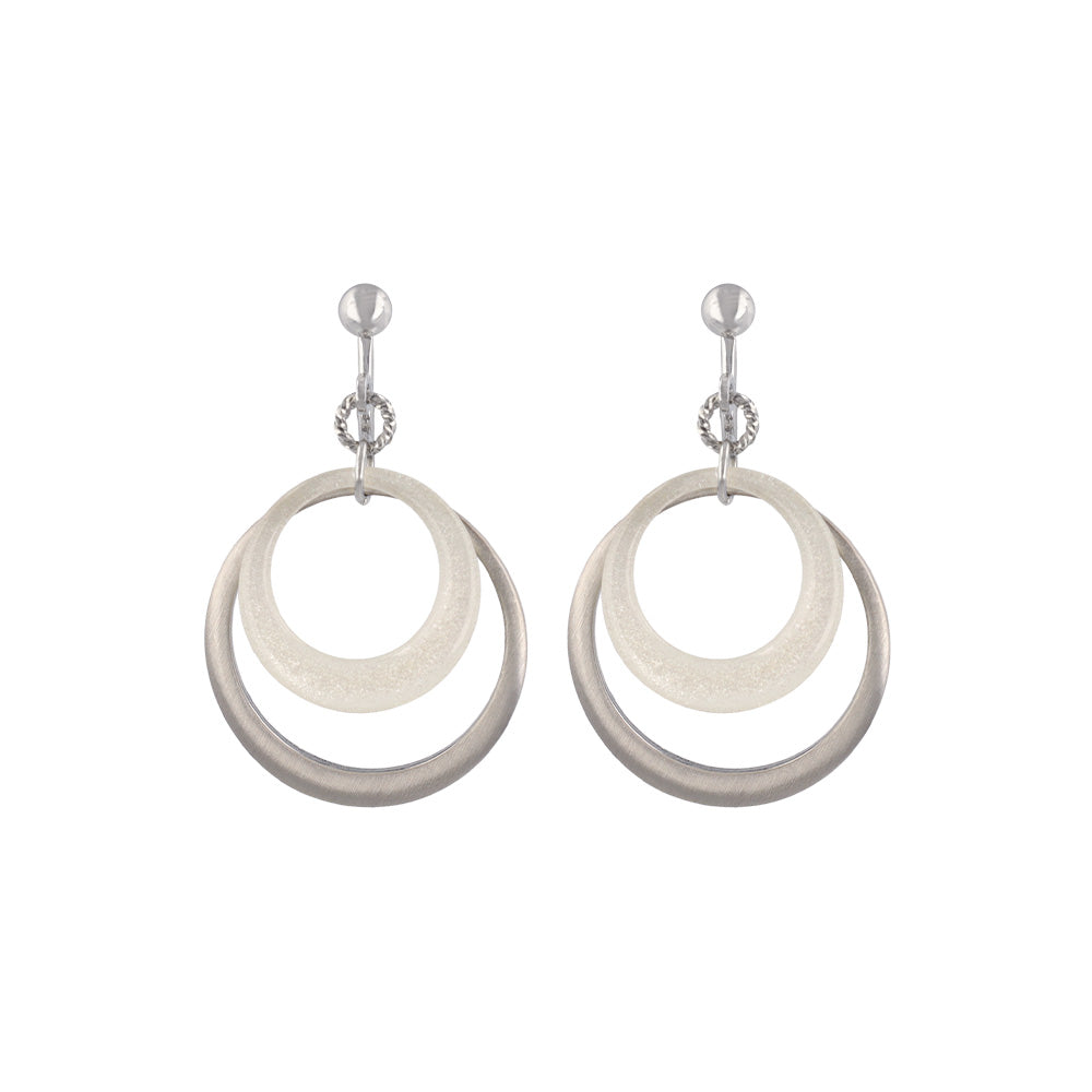 イヤリング ニッケルフリー メタル 2連 カラー サークル ネジバネ式イヤリング