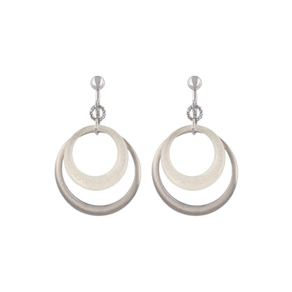 イヤリング ニッケルフリー メタル 2連 カラー サークル ネジバネ式イヤリング