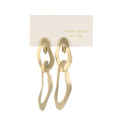 イヤリング ニッケルフリー sable gold メタル ダブル ウェーブ ドロップ ネジバネ式イヤリング