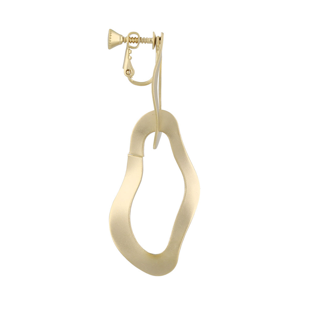 イヤリング ニッケルフリー sable gold メタル ダブル ウェーブ ドロップ ネジバネ式イヤリング