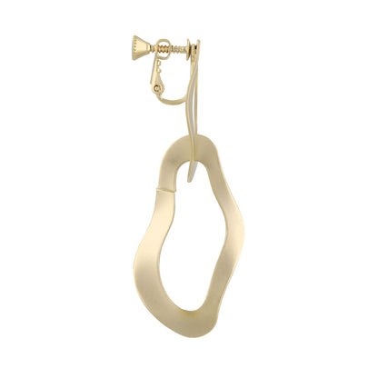 イヤリング ニッケルフリー sable gold メタル ダブル ウェーブ ドロップ ネジバネ式イヤリング