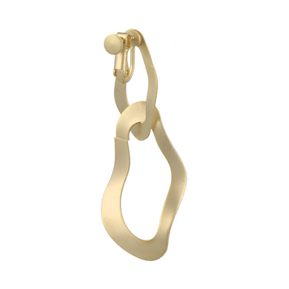 イヤリング ニッケルフリー sable gold メタル ダブル ウェーブ ドロップ ネジバネ式イヤリング