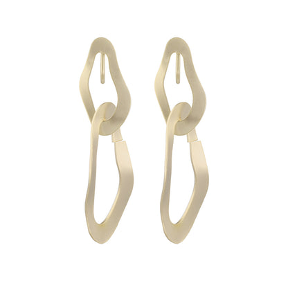 イヤリング ニッケルフリー sable gold メタル ダブル ウェーブ ドロップ ネジバネ式イヤリング