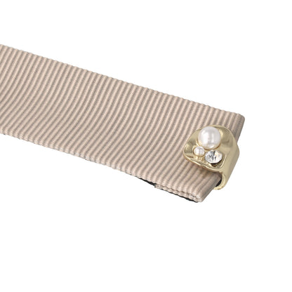 ヘアカフ クラップカフ スリムタイプ グログラン リボン メタル ビジュー