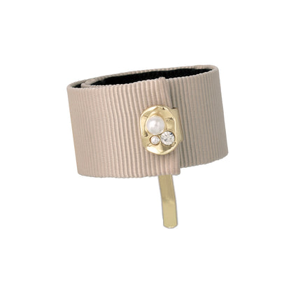 ヘアカフ クラップカフ スリムタイプ グログラン リボン メタル ビジュー