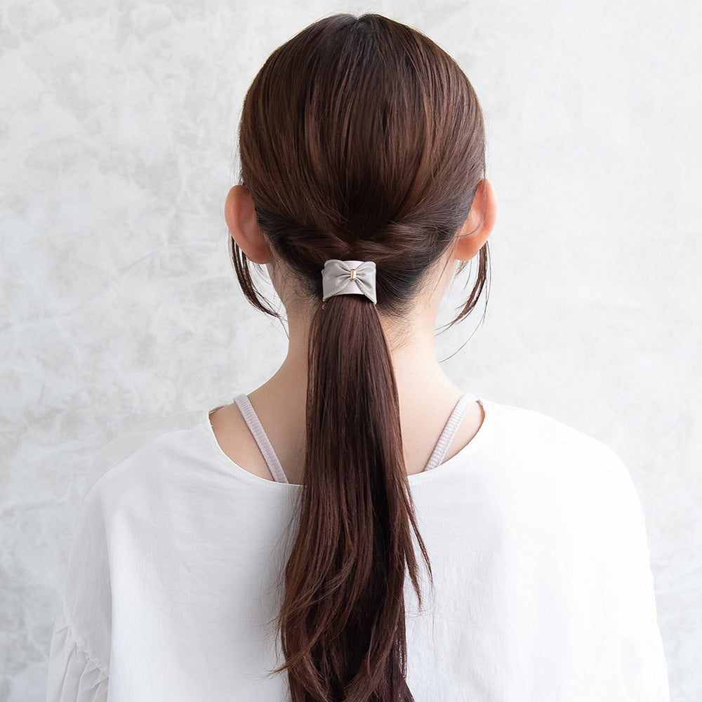 ヘアカフ クラップカフ スリムタイプ リボン風 フェイクレザー メタル