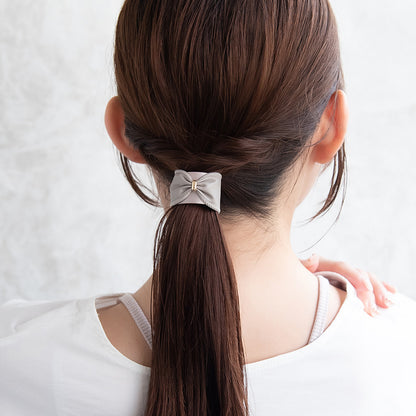 ヘアカフ クラップカフ スリムタイプ リボン風 フェイクレザー メタル