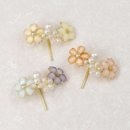 ヘアカフ トリプル フラワー オーロラ カラー パール