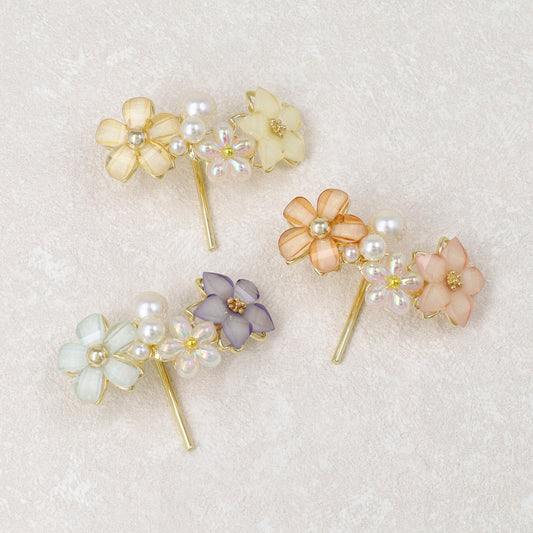 ヘアカフ トリプル フラワー オーロラ カラー パール