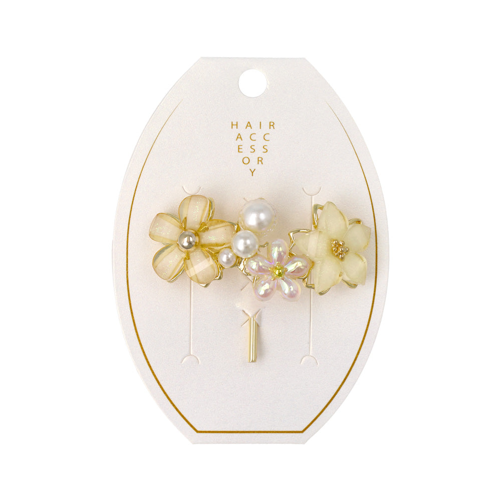 ヘアカフ トリプル フラワー オーロラ カラー パール