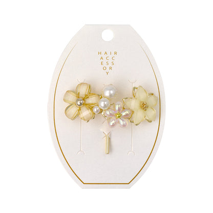 ヘアカフ トリプル フラワー オーロラ カラー パール