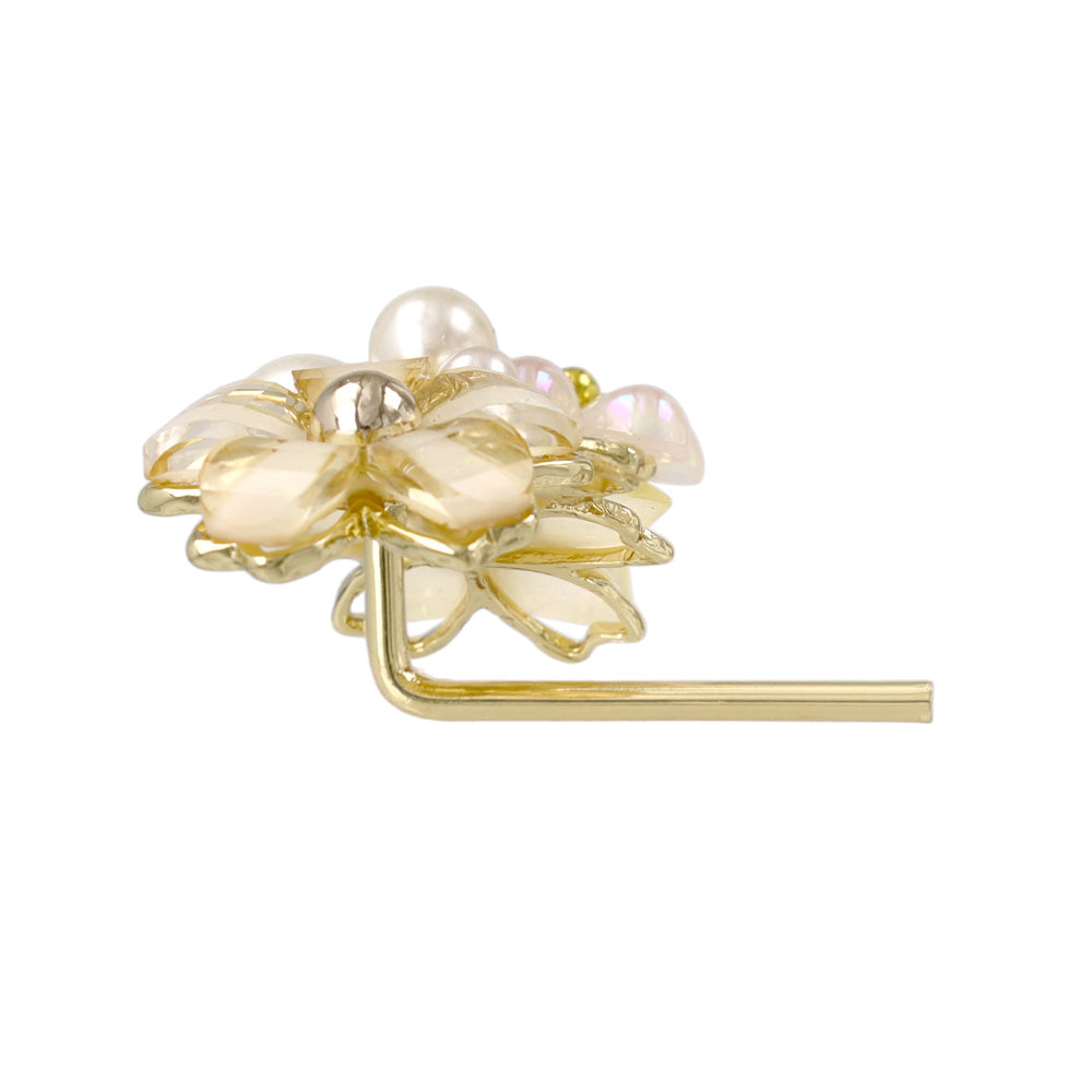 ヘアカフ トリプル フラワー オーロラ カラー パール