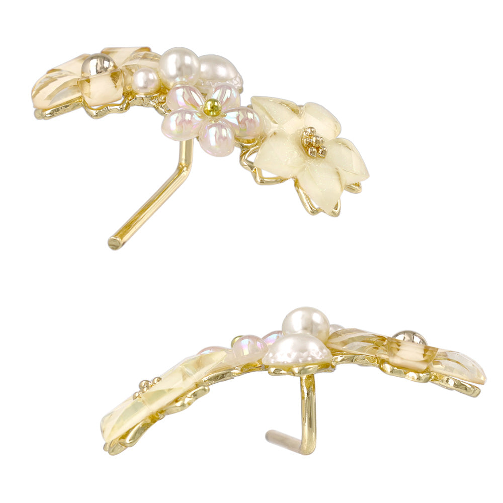 ヘアカフ トリプル フラワー オーロラ カラー パール