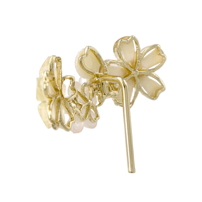 ヘアカフ トリプル フラワー オーロラ カラー パール