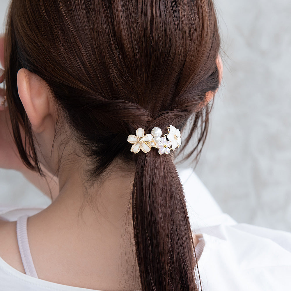 ヘアカフ トリプル フラワー オーロラ カラー パール