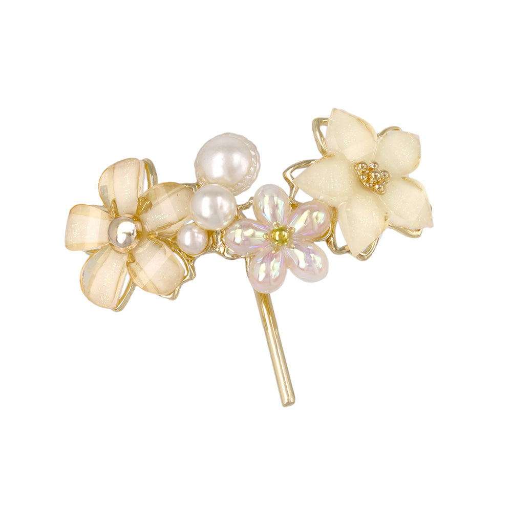 ヘアカフ トリプル フラワー オーロラ カラー パール