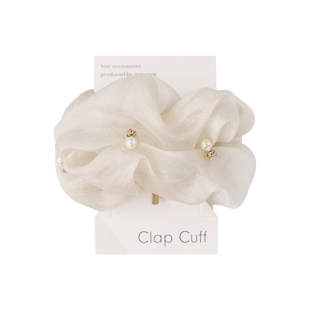 ヘアカフ クラップカフ ニッケルフリー パール ストーン シアー カラー シュシュ風