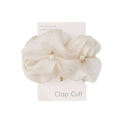 ヘアカフ クラップカフ ニッケルフリー パール ストーン シアー カラー シュシュ風