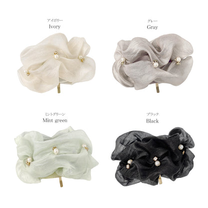 ヘアカフ クラップカフ ニッケルフリー パール ストーン シアー カラー シュシュ風