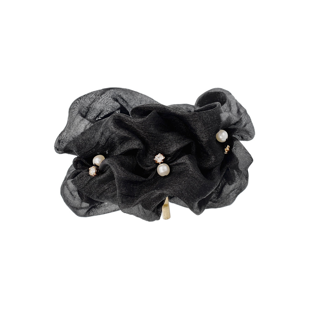 ヘアカフ クラップカフ ニッケルフリー パール ストーン シアー カラー シュシュ風