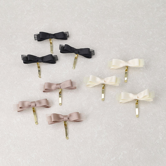 ヘアカフ ミニセットカフ グログラン シアー カラー リボン 3個セット