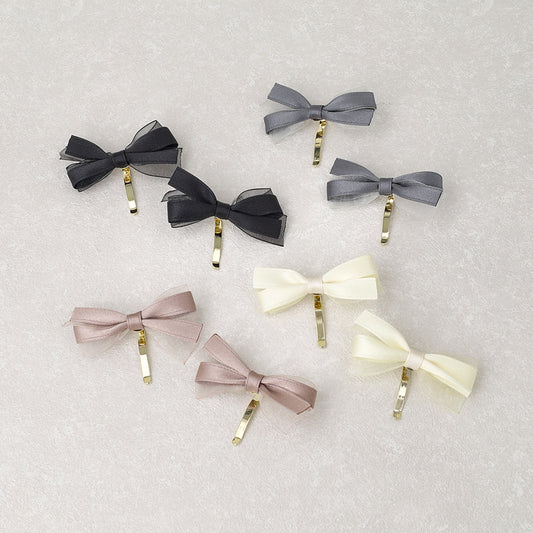 ヘアカフ ミニセットカフ シアー カラー リボン 2個セット