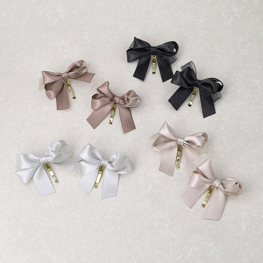 ヘアカフ ミニセットカフ サテン シアー カラー リボン 2個セット