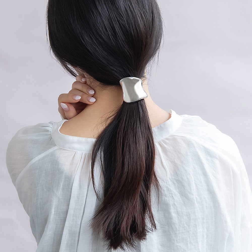 ヘアカフ 巻き込みカフ ニッケルフリー メタル ワイド プレート ウエーブ