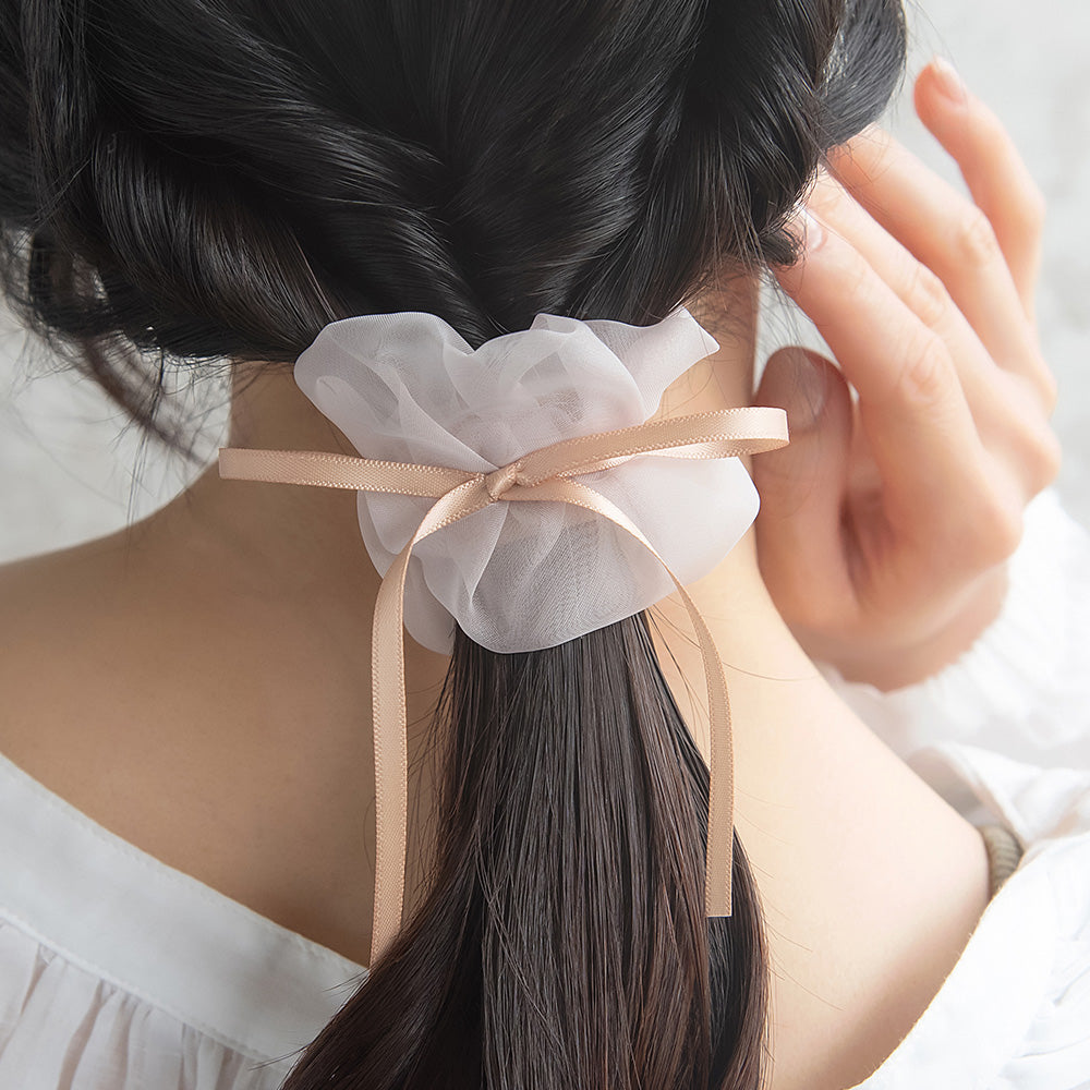 ヘアカフ シアー スリム リボン シュシュ風 ワイヤーカフ