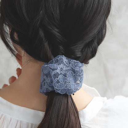ヘアカフ フラワー レース メタル プレート チャーム シュシュ風 ワイヤーカフ
