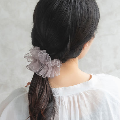 ヘアカフ チュール ドット 柄 ラメ シュシュ風 ワイヤーカフ