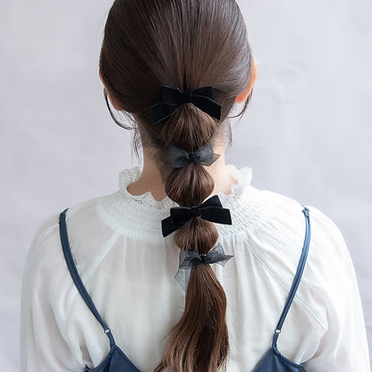 ヘアカフ ヘアクリップ ベロア シアー リボン 4個セット マルチセットカフ