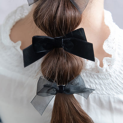 ヘアカフ ヘアクリップ ベロア シアー リボン 4個セット マルチセットカフ