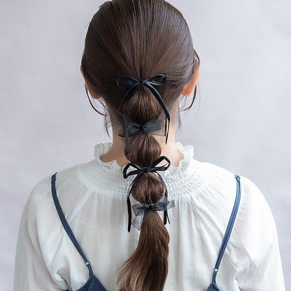 ヘアカフ ヘアクリップ ベロア シアー リボン 4個セット マルチセットカフ