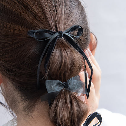 ヘアカフ ヘアクリップ ベロア シアー リボン 4個セット マルチセットカフ