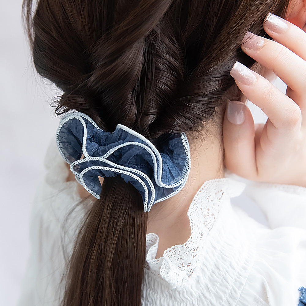 ヘアカフ クラップカフ シアー パイピング フリル シュシュ風 カラー