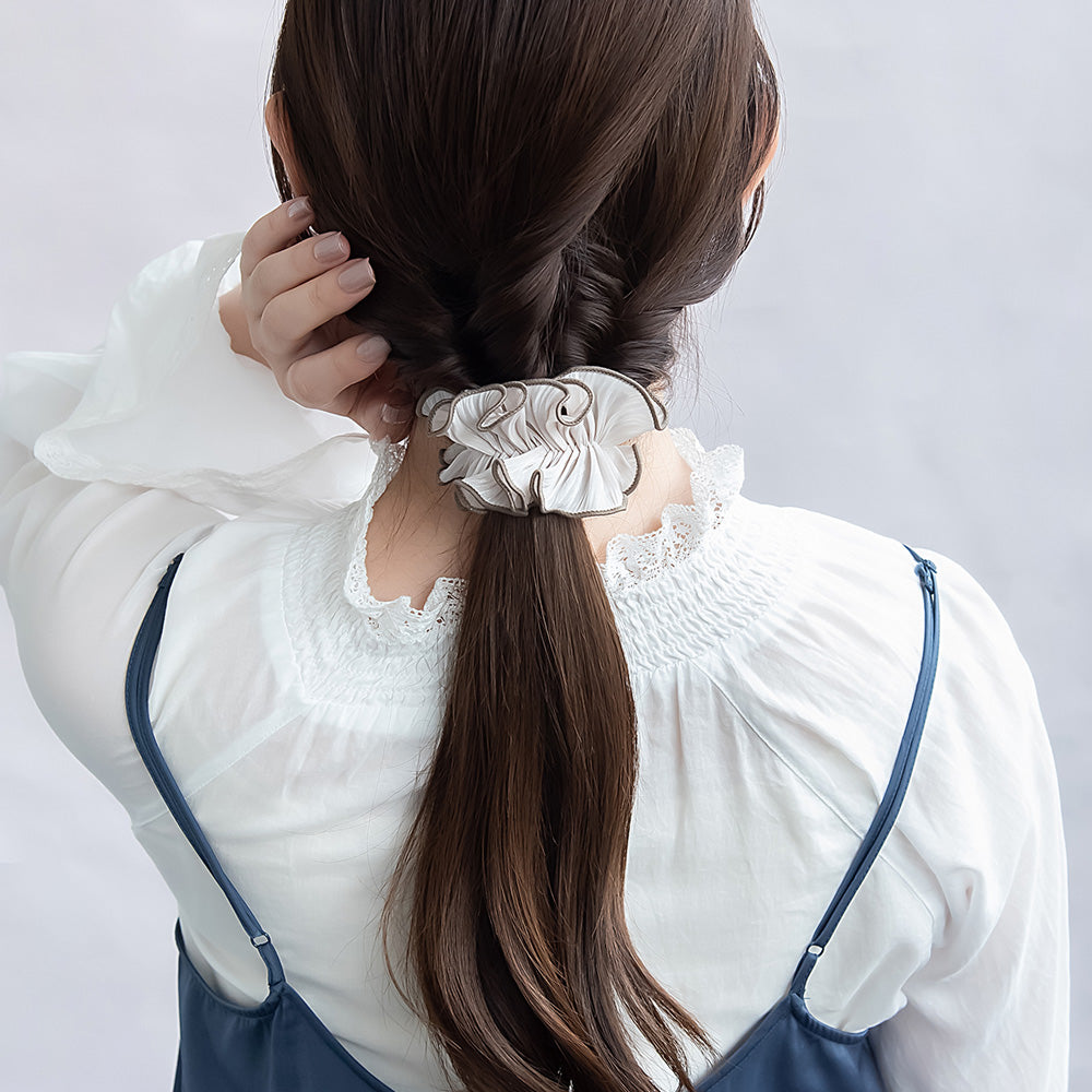 ヘアカフ フリル ギャザー パイピング シュシュ風 カラー ワイヤーカフ