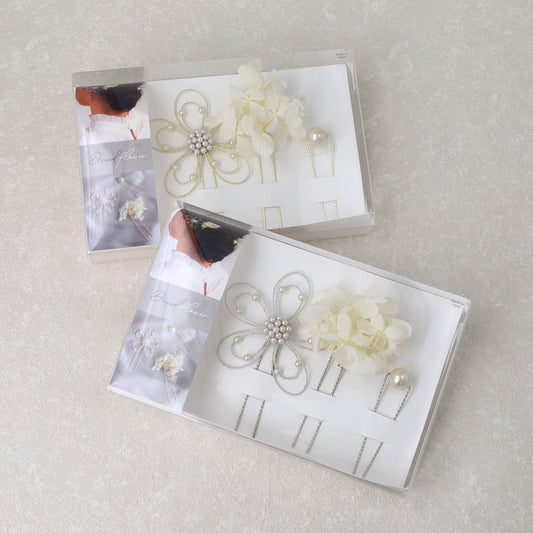 ヘアピン ドライフラワー 水引 フラワー パール 3個セット Uピン