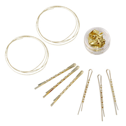 ヘアアレンジセット 9点入り（ヘアピン/金箔・銀箔：ケース入り/水引）