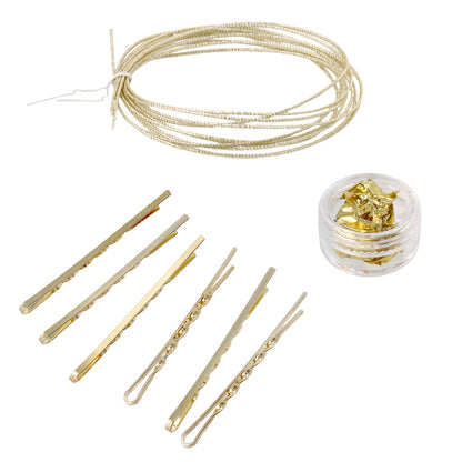 ヘアアレンジセット 9点入り（ヘアピン/金箔・銀箔：ケース入り/水引）