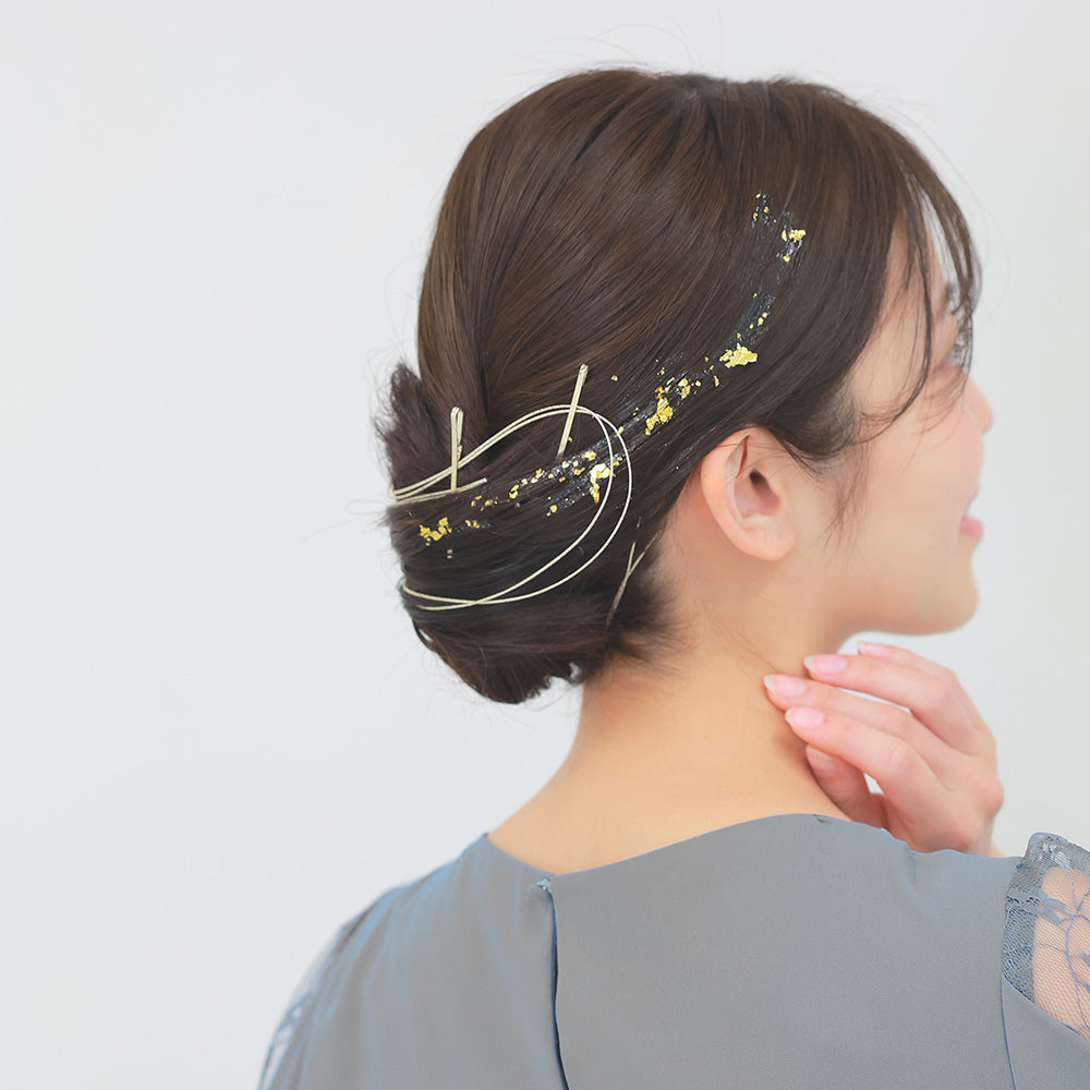 ヘアアレンジセット 9点入り（ヘアピン/金箔・銀箔：ケース入り/水引）