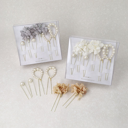 Uピン ドライフラワー アジサイ ドロップ パール 6個セット