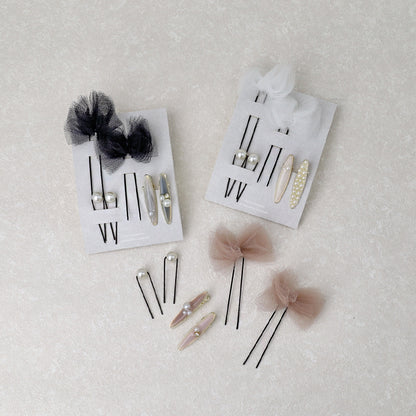 ヘアアレンジセット 6個セット（リボンUピン/パールUピン/ミニクリップ）