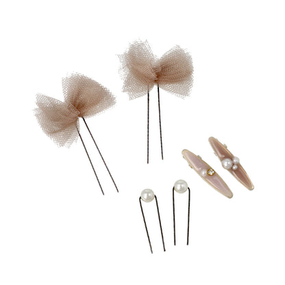 ヘアアレンジセット 6個セット（リボンUピン/パールUピン/ミニクリップ）