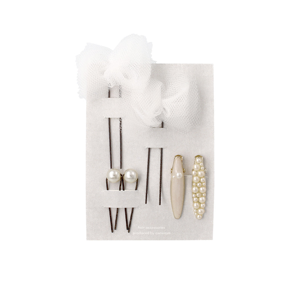 ヘアアレンジセット 6個セット（リボンUピン/パールUピン/ミニクリップ）