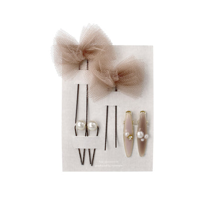 ヘアアレンジセット 6個セット（リボンUピン/パールUピン/ミニクリップ）