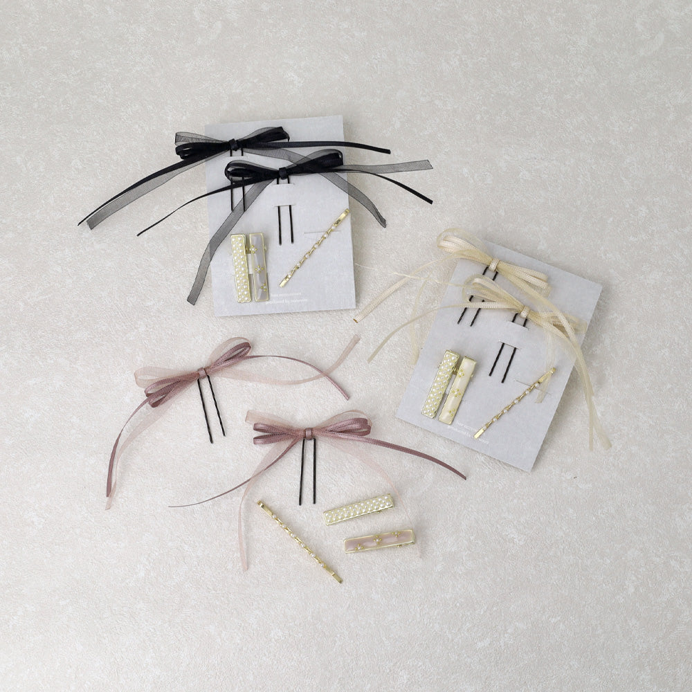 ヘアアレンジセット 5個セット（リボンUピン/ミニクリップ/ピン）